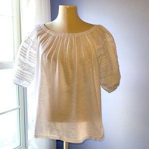 LOFT BEAUTIFUL WHITE PUFFY SLEEVE TOP